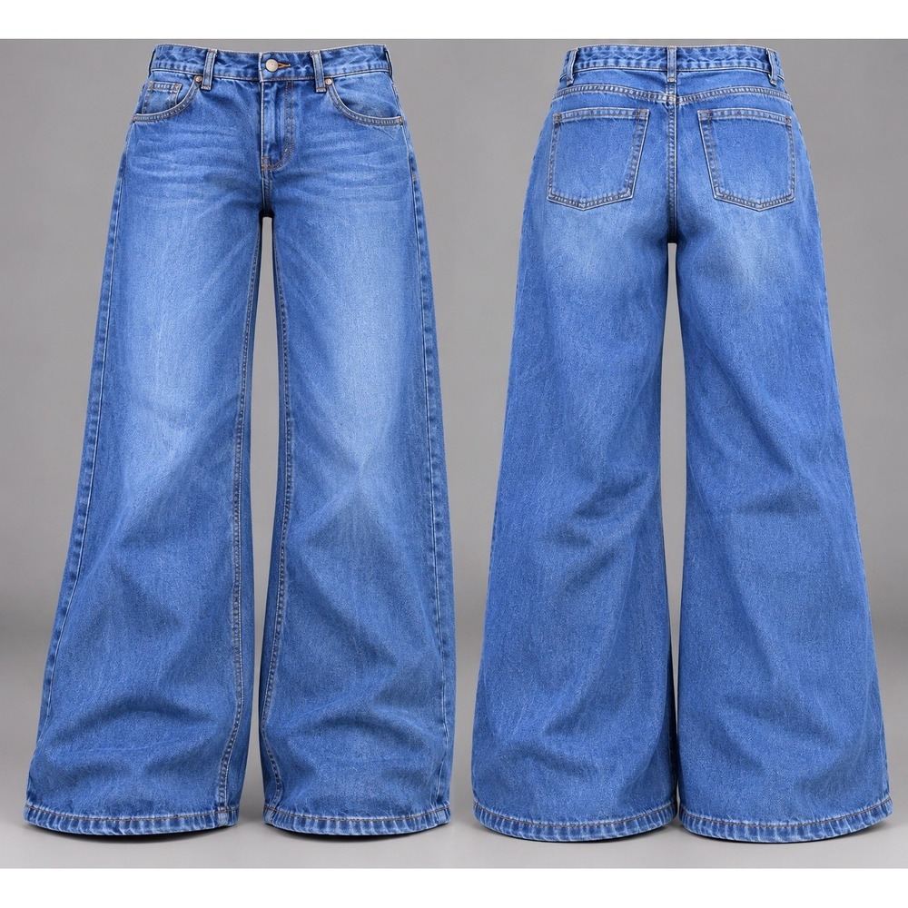 OAT New York Y2K Retro Wide Leg Pants Women 8/29x30 High Rise Lyocell Denim Jean